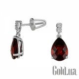 Золотые серьги с бриллиантами и гранатами