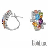 Fashion Золотые серьги с бриллиантами и полудрагами 5E19297C