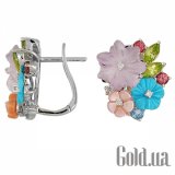 Fashion Золотые серьги с бриллиантами и полудрагами 7E26692