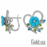 Золотой набор с бриллиантами и полудрагами: 3 шт.