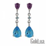 Fashion Золотые серьги с топазами и аметистами E40771A1
