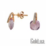 Fashion Золотые серьги с бриллиантами и аметистами EDA7680AM