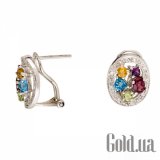 Fashion Золотые серьги с бриллиантами и полудрагами E31046A2