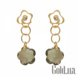 Fashion Золотые серьги с бриллиантами и зелеными аметистами PTGI