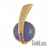 Золотой кулон с бриллиантами, сапфирами и халцедоном