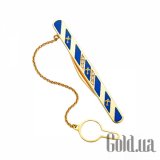 Золотой зажим для галстука с бриллиантами и эмалью