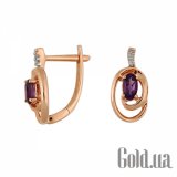 Золотые серьги с бриллиантами и аметистами