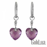 Fashion Золотые серьги с бриллиантами и аметистами 5E17647