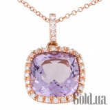 Золотой кулон с бриллиантами, аметистом и цепочкой
