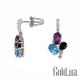 Fashion Золотые серьги с бриллиантами и полудрагами QUDN