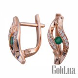 Золотые серьги с бриллиантами и изумрудами