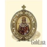 Икона серебряная с финифтьевым образом "Святой Николай Чудотворец"