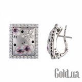 Золотые серьги с бриллиантами и эмалью