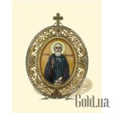 Икона серебряная с финифтьевым образом "Святой преподобный Сергий Радонежский"