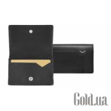 V business card holder in black saddle leather with stainless steel V logo 02715F5